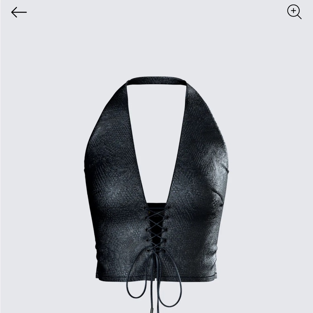 Finesse Black Lace-Up Halter Camisole